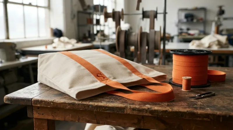 Túi vải canvas với quai dây đai polyester thêu chữ S